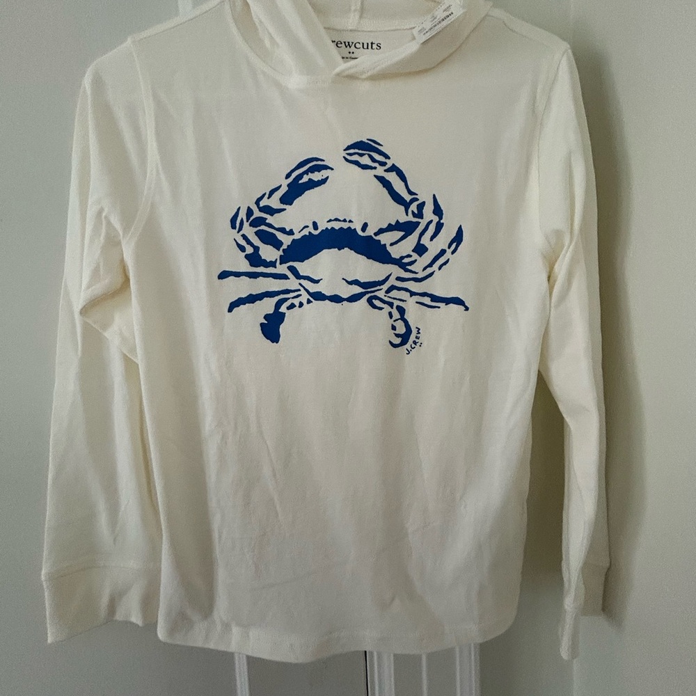 Crewcuts White Long Sleeve Tee with Blue Crab Design